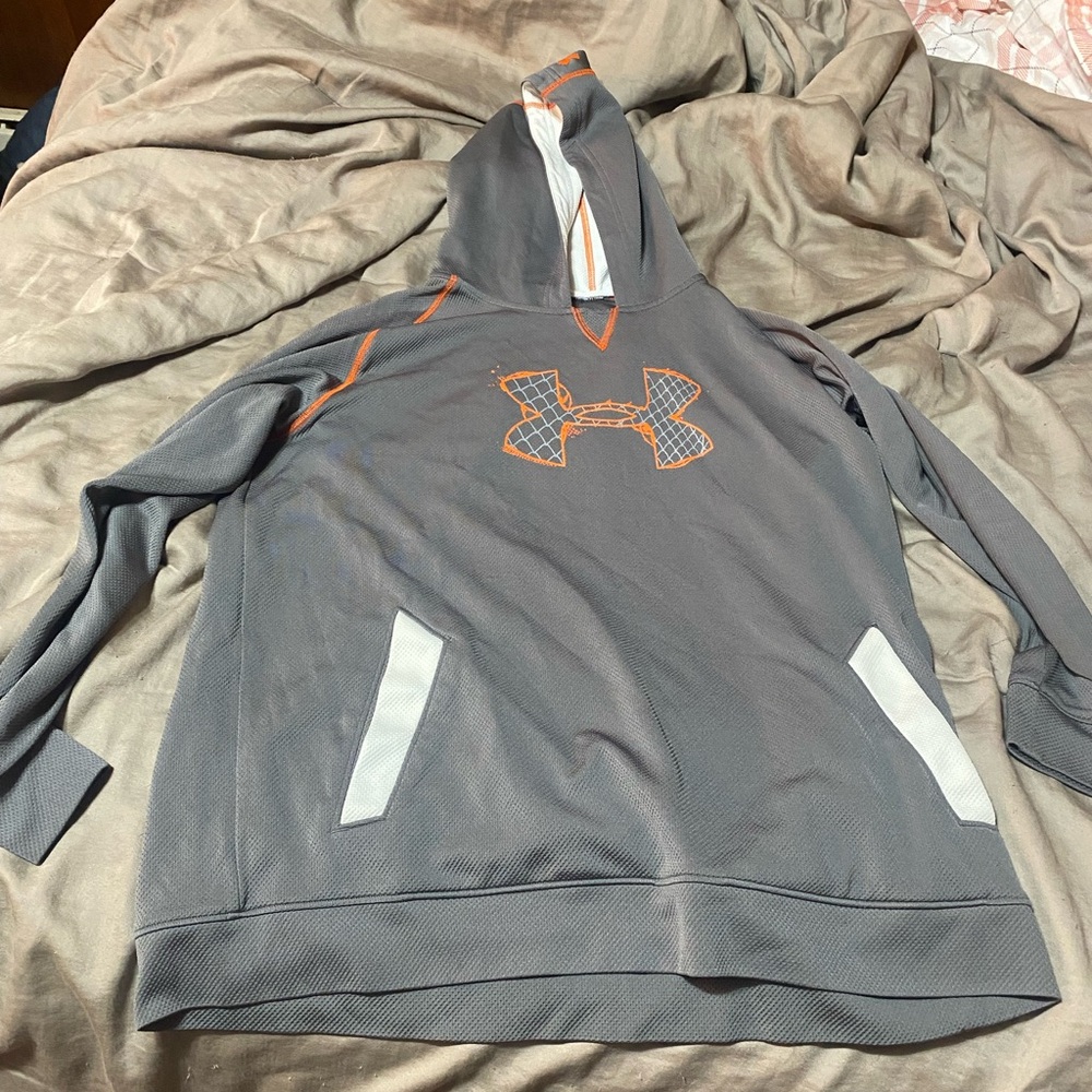 Under Armour Kids Hoodie in Gray with Orange Details